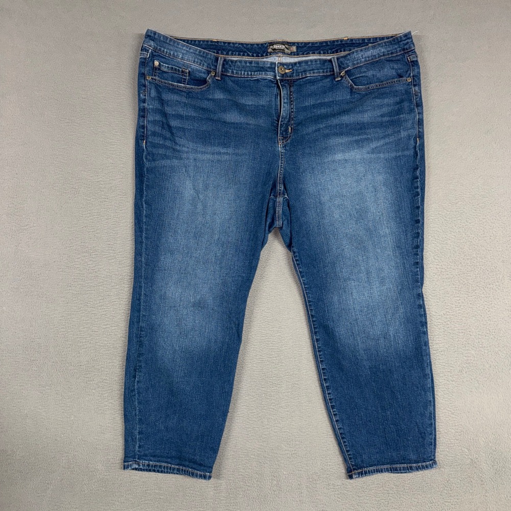 Torrid Jeans Womens 26 Plus Blue Tapered Leg Stretch Distressed Denim